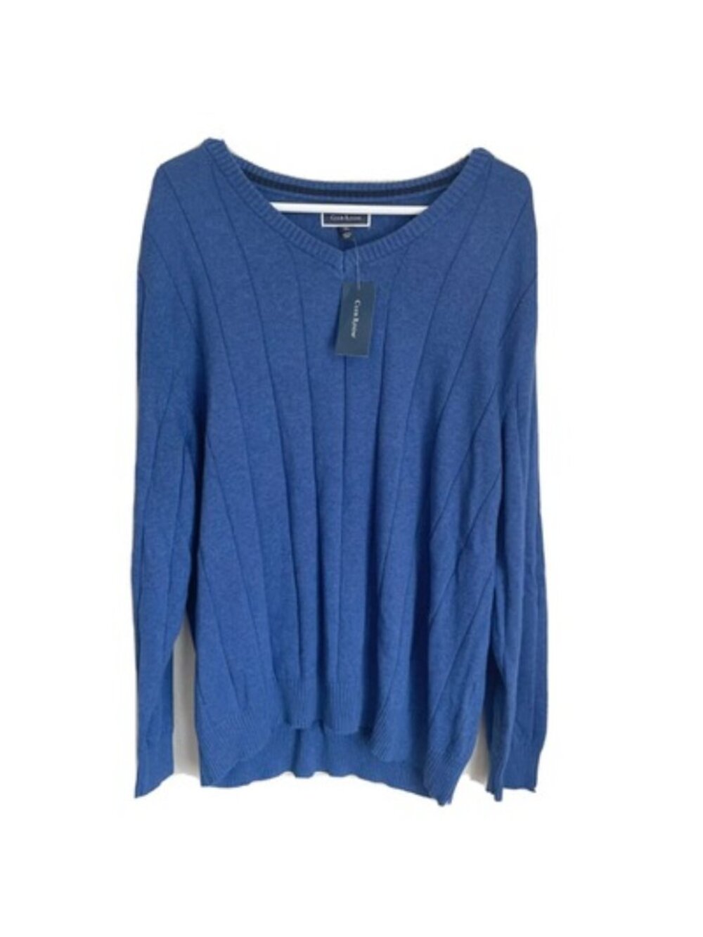 Club Room Men's Retro V Neck Pullover cardigan Sweater Blue Size 3XL